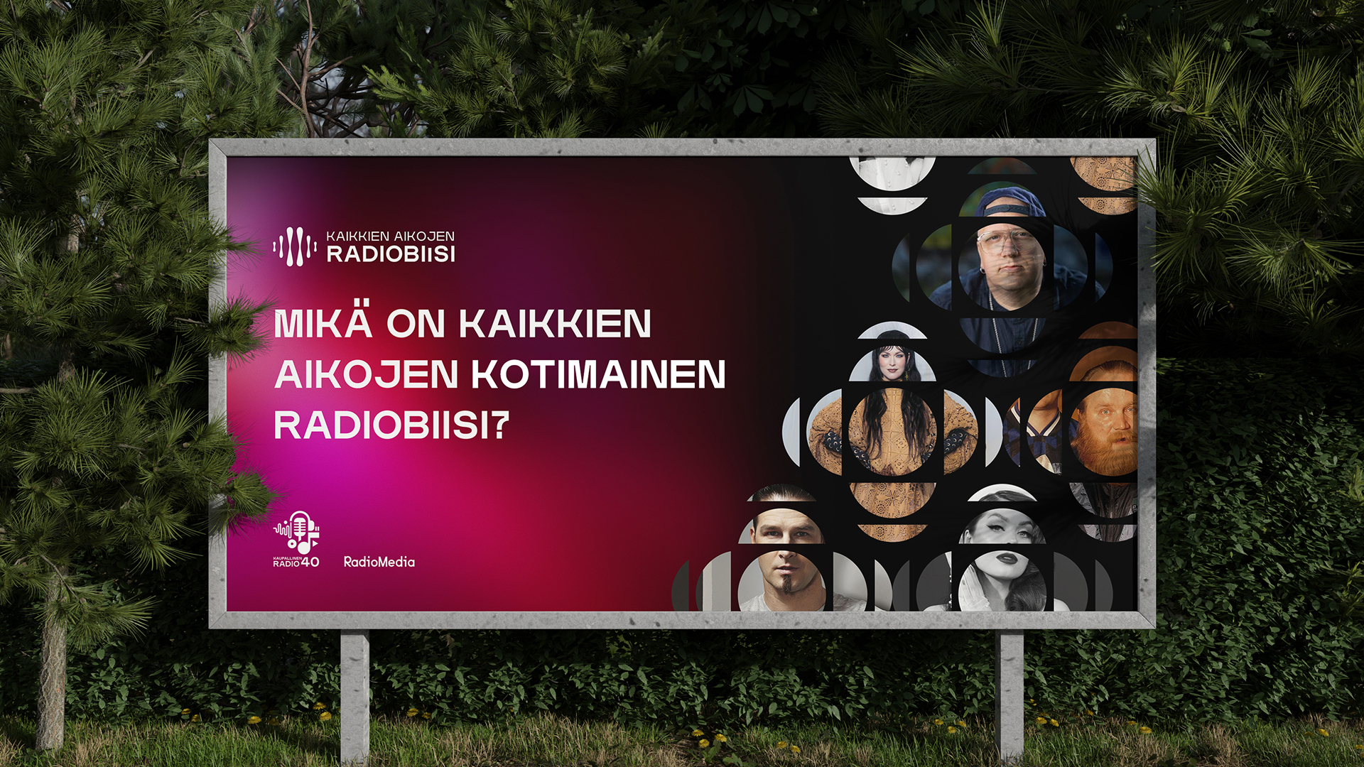 Kampanjailme esitettynä tienvarsimainoksena