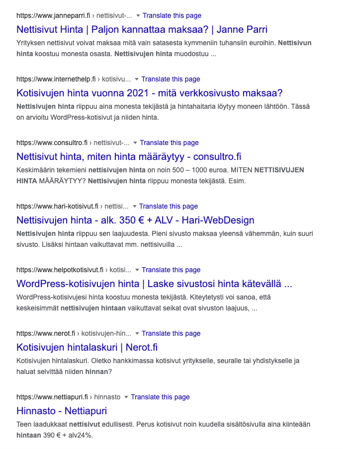 Nettisivut hinta, nettisivujen hinta